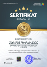Olympus Pharma Sertifikat kvaliteta proizvoda